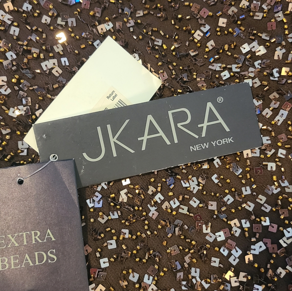 NWT J Kara Brown Sequin Embellished Midi Party Dress - Picture 4 of 5
